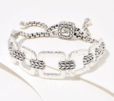 JAI Sterling Silver Hammered Link Adjustable Bracelet